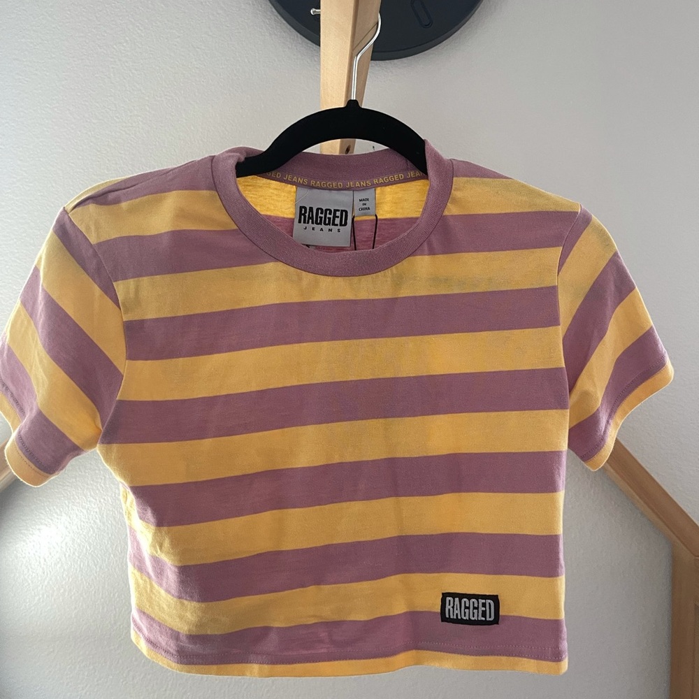 Ragged retro cropped top tee sz S